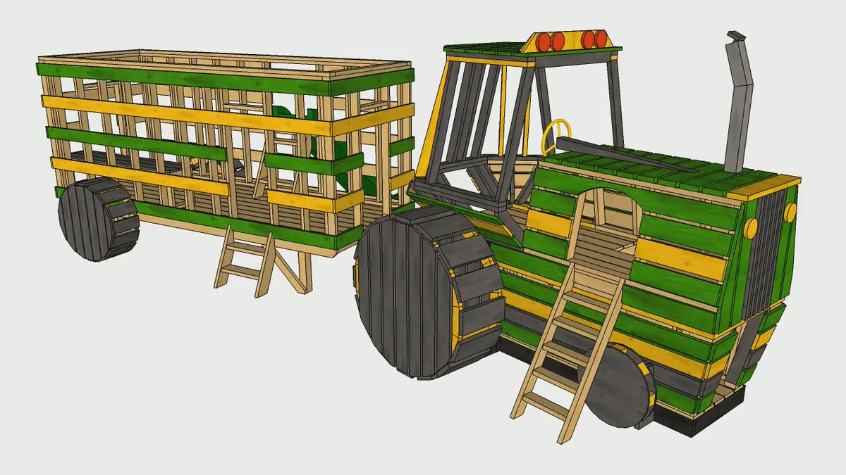 Wooden Farm Tractor Playground Plan | 8x10 Outdoor Project for Kids ...