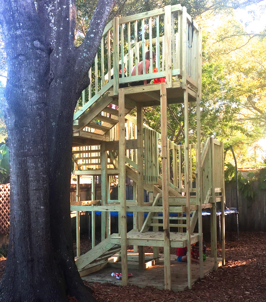 wooden spiral playset for kids