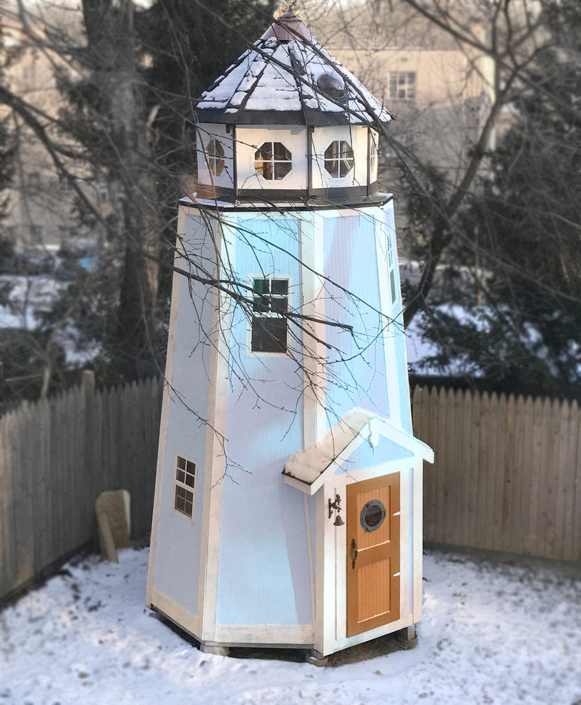 blue, 3 level lighthouse playhouse for kids