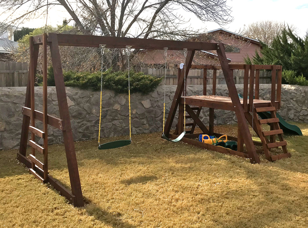 stained backyard playset